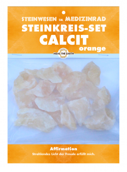 Orangencalcit Steinwesen im Medizinrad Steinkreis Set
