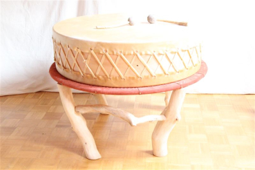 wunderschöne kraftvolle Motherdrum 1,10m, blauer Körper, dunkle Haus, Füße aus Eiche