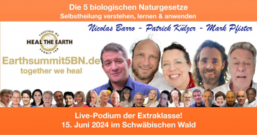 Live-Podium der Extraklasse mit den 5BN-Meistern  "Angstfrei und mit Vernunft - die 5 biologischen Naturgesetze"  Nicolas Barro und Mark Pfister