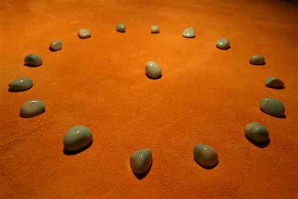 Amazonit Steinkreis Set Trommelsteine