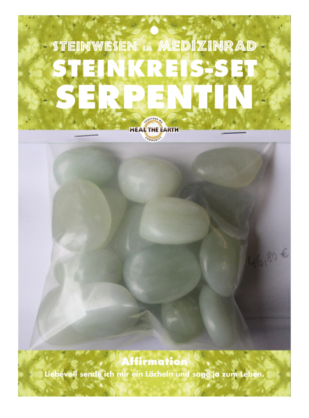 Serpentin Trommelstein Steinwesen im Medizinrad Steinkreis Set